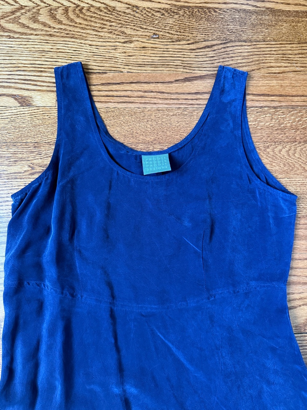 90s Vintage Rabbit Rabbit Rabbit Blue Rayon Maxi Dress Size 6 - Picture 2 of 7